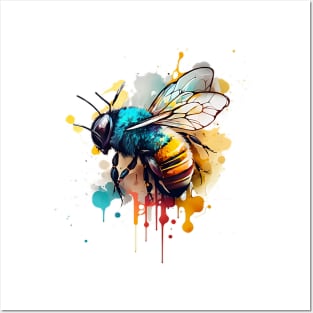 Colored bee with paint spots Posters and Art